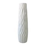Grandes Jarrones Altos Para La Decoración Del Suelo Relieve 3D Texturizado | Jarrón hidropónico de pie para el hogar, cocina, dormitorio, comedor, entrada, boda, fiesta, oficina y hotel, blanco