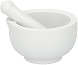 Alpina Trituradora de mano de mortero y mortero de porcelana blanca de 8,5 cm