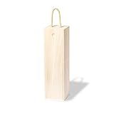 Latarce Caja de Madera Natural para Botella de Vino 750 ml con Tapa Deslizante y Cordón de Transporte | Estuche Premium Reutilizable
