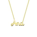 cotigo Collar Nombre Acero-Incluye Tarjeta con Significado Hermoso-Colgante Nombre Plateado o Dorado-Regalos Personalizados para Mujer-Cumpleaño-Navidad-Día de madre-San valentín (Ana-d)