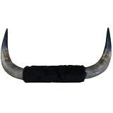 AMBIENTS ARTESANIA Cuernos de Toro de Lidia Reales - Astas Auténticas Montadas a Mano | Pieza Única 65x35 cm | Ideal para Entrenamiento o Colección | Tela Negra Aterciopelada | 2 kg Aprox.