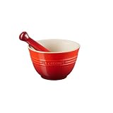 Le Creuset Mortero y pistilo de cerámica de gres, diámetro 11.5 cm, 360 g, 300 ml, Cereza, 81209300600003