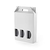ONLY BOXES Pack 10 cajas estuche de cartón para 3 botellas de vino, cava, champagne o licor color blanco. Modelo automontable de caja con ventana para embalaje botellas muy original, AMA727