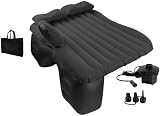 EDIESI, Colchón Coche Hinchable, Colchoneta Inflable Individual para Asiento Trasero, con Bomba de Aire Eléctrica de 12 V y 3 Adaptadores, Accesorios Coche (Negro)