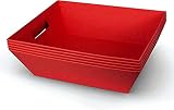 LATERN 6 Piezas Cestas de Regalo Vacías Grandes, 25CM x 20CM x 11CM Cestas de Regalo Rojas Canasta de Vino Cesta Organizadora de Aperitivos con Asas para Bodas Cumpleaños Navidad Fiesta Favores