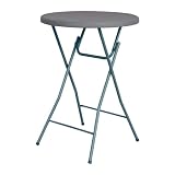 EME Mesa Alta Plegable Catering, Color Gris Oscuro, Dimensiones Ø80x110cm Mesa Plegable Tipo Cocktail Material Polietileno de Alta Densidad Apta para Eventos de Interior y Exterior