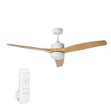 Jata JVTE4232 - Ventilador de Techo con Luz LED Blanco 132 cm, Motor DC Silencioso, 6 Velocidades, Función Invierno/Verano Reverse, Mando a Distancia, Temporizador 8 h, para Estancias de 18-25 m²
