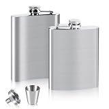 VFANDV Petacas de Alcohol 2 Piezas, 8oz/220ml Set de Petaca de Acero Inoxidable: 2 Petacas 1 Embudo y 1 Copas de Vino Whisky Portátil Flask para Escalada Camping Barbacoa Bar Fiesta