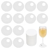 FINGERINSPIRE 150PCS Etiquetas Redondas de Papel para Bebidas de 50 mm en Blanco Desechables para Copas de Vino Etiquetas Blancas Desechables para Copas de Vino Marcadores de identificación DIY