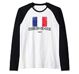 Montlouis-sur-Loire Francia | Ciudad - Bandera Drapeau - Camiseta Manga Raglan