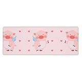asbwuo Tapis de Souris Gaming cochon Volant, Format XL, Avec bords cousus et Base antidérapante en Caoutchouc, idéal pour la Maison ou le Bureau. Dimensions : 30,5 x 80 cm.
