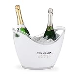 Relaxdays Champanera 6 Litros, Enfriador Champán, Cubo Botellas Vino, Cerveza, Plástico, 25,5 x 34,5 x 26 cm, Blanco