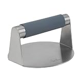 JATA HOGAR HPRE2544 - Prensa Smash Burgers de Acero Inoxidable – Mango Silicona Antideslizante – Ideal para Hamburguesas, Carnes, Sándwiches y Verduras – Fácil Limpieza y Uso – Medidas 14,5 x 7,5 cm