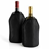 Pack de 2 Fundas Enfriadoras para Vino 15 x 22 x 1,5 cm, con Gel Refrigerante Reutilizable, Enfriador para Botellas de Vino, Cava y Champán, Negro