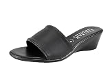 ITALIAN SHOEMAKERS Jaspi - Sandalias elegantes de cuña para mujer con una sola banda de alta calidad para mujer, Negro -, 43 EU