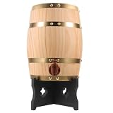 STOBAZA Barril de Madera de Roble Beige 5l con Diseño Vertical y Grifo para Dispensar Vino y Whisky en Fiestas y Hogares