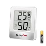 TempPro TP49 Pequeño higrómetro digital, termómetro de interior, Blanco | controlar temperatura y medir humedad para comodidad en la oficina y en casa, termómetro para reptil(Anteriormente ThermoPro)