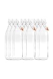 Emporio Enologico Vesuviano Juego de 12 botellas acanaladas de cristal con tapón hermético, 1 L