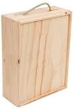 Caja de madera para vino | 3 Botellas | Cuerda en asa y tapa DM deslizante | Perfecta para regalos Decoupage Almacenamiento Decoración Manualidades