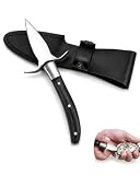 LDBEMG Abridor de Ostras, 1 pieza Negro Acero Inoxidable con Funda, Diseño Corto Antideslizante para Abrir Conchas y Mariscos con Seguridad Total