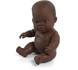 Miniland Muñeca bebé Africana Niña de Vinilo Suave de 21cm con rasgos étnicos y sexuado para el Aprendizaje de la Diversidad con Suave y Agradable Perfume. Colección de Diferentes etnias y sexos.
