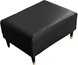 PU Leather Ottoman Cover Rectangle Stretch Slipcover for Living Room
