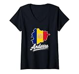 Mujer Camiseta de Andorra, gráfico de Mapa de la Bandera de Andorra para los Amantes de Andorra Camiseta Cuello V