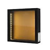 Caja de Exposición de Madera Negra de 25x25 cm con Iluminación LED y Ranura Superior, Ideal para Corchos de Vino, Entradas y Presentaciones Creativas de Arte
