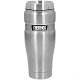 THERMOS Termo acero inoxidable, Plata, 470 ml, Medidas 6x6x20 cm, Doble aislamiento, Rendimiento térmico 7h calor y 18h frío, Vasos térmicos para café, Botella térmica (63222)
