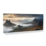Sense Canvas Lienzo artístico con diseño de Escocia Misty Highland Dream 73, decoración del hogar, póster de pintura mediana de 30 x 12 pulgadas