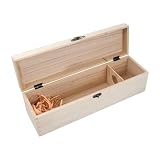 Caja de Madera para Vino, Estuche Regalo para Botellas de Vino con Tapa, Almacenamiento de Botellas con Cierre de Metal Dorado, 35 x 30 x 10 cm, para Fiesta, Cumpleaños, Bodas y Casa Nueva