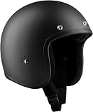 Casco de Moto Abierto BANDIT Negro Mate Custom Biker Style Visera Incluida Cierre Correa Dull Black Open Helmet JETMB (M)
