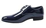 Zapatos de hombre Class azul oscuro charol línea clásica elegantes ceremonia, Azul Oscuro Brillante, 43 EU
