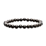 ROCKING GIFTS Pulsera Azabache Natural 6mm para Protección Energía Negativa Y Mal De Ojo con Goma Elástica