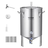 VEVOR Fermentador de Cerveza de 60L, Hervidor de Acero Inoxidable 304, Fermentador de Cubo de Cerveza para Elaboración de Cerveza, Suministros de Elaboración Casera con Base