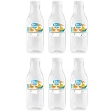 Acan Tradineur - Pack de 6 botellas de plástico con tapón de rosca, reutilizables y reciclables, agua, leche, batidos, zumos, refrescos, frigorífico, fabricadas en España (500 ml - 20,5 x 6,5 cm)