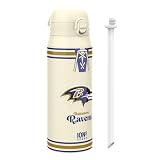 NFL Baltimore Ravens Botella Térmica Con Pajita Extraíble, 750ml/24oz, Aislada, A Prueba De Fugas, Fácil De Abrir, Cierre Seguro, Apta Para Lavavajillas, Tapa Abatible, Ideal Para Deportes