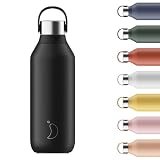 Chilly's Bottle Serie 2 - Botellas térmicas de Acero Inoxidable con gollete Suave y asa - Abyss Black, 500ml