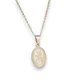 OVUNQUE PROTEGGIMI Medalla Santa Rita de Cascia, collar de acero inoxidable, colgante ovalado con rosa de Santa Rita de 2 cm, con cadena de 49 cm, en caja de regalo