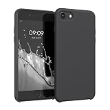 kwmobile Carcasa Compatible con Apple iPhone SE (2022/2020) / iPhone 8/7 Funda - Case TPU y Silicona antigolpes - Apto Carga inalámbrica - Negro Mate