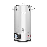 Klarstein Maischfest caldera - Maquina Cerveza artesanal, Fabrica y Fermentadores de cerveza, Lote 5 piezas, Cubo para filtrar, Refrigerante, LCD, Grifo, Acero 304, 2 niveles 1500/3000W, 30L, Gris
