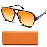 Raxfekro Gafas de sol de color naranja, gafas retro para mujer y hombre, gafas de piloto, clásicas gafas de moda con protección UV, gafas de sol con degradado cuadrado con estuche