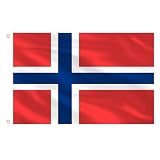 AhfuLife Bandera de Noruega de 150 x 90 cm para Decoración de Fiestas, 1 Bandera Noruega de Doble Cara con Ojales de Latón para la Copa del Mundo de Fútbol, Día Nacional, Jardín, Calle, Fiesta