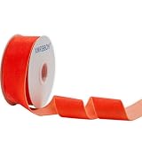 XMRIBBON Cinta de terciopelo naranja de una sola cara, carrete de 5 cm por 10 yardas