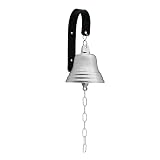 Assorted Collections Accesorios de bar para el hogar, pub, campanilla de mano – Campana de bar montada en la pared decoraciones náuticas – Campana de cadena plateada única con sonidos fuertes nítidos,