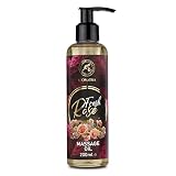 Aceite de Masaje Rosa 200ml - Semilla de Uva, Jojoba, Almendra y Melocotón - Extracto de Rosa - Aceite Corporal Hidratante para Piel Suave - para Parejas
