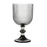 Bidasoa Copa de vino Fosil de vidrio 37 cl | Gris, Vidrio, formato alto, acabado con relieve, 37 cl, apto para frigorífico, fácil de limpiar