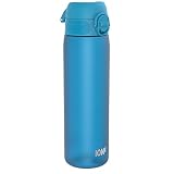 ion8 Botella De Agua Antifugas, 500ml (18oz), Azul | Fácil Apertura, Cierre Seguro, Apta Para Lavavajillas, Tapa Higiénica Abatible, Asa, Cabe En Portavasos, Fácil Limpieza