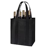 GLAITC Botella de Vino 6 Botellas, Bolsillo de Botella de Vino de Compartimento Negro Reutilizable con Mango de Transporte para Pescar, Acampar, Viajar, Compras, Almacenamiento, 31 x 25 x 18 Cm