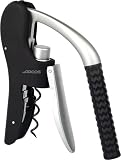 ARCOS Sacacorchos Manual de ABS Aleación de Zinc | Accesorio para abrir vino con cortacápsulas. Abrebotellas de mano moderno y ligero. Color Plata y Negro.